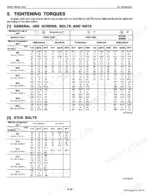 Kubota M8540, M9540 torque specification tables for general use screws, bolts, nuts, and stud bolts by diameter and grade.