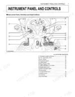 Kubota M8540 NARROW instrument panel and controls diagram showing steering wheel, pedals, and switches with numbered index.