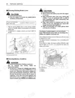 kubota-m8540-narrow-tractor-operator-manual-troubleshooting-105.webp Kubota M8540 NARROW periodic service manual page for checking parking brake lever and battery condition with diagrams.