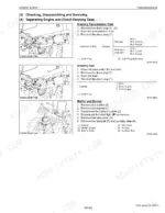 kubota-m9000dt-m-tractor-workshop-manual-9y011-18033-procedures-23.webp Kubota M9000DT-M procedures for draining transmission fluid, fuel, and removing the muffler and bonnet with capacity tables.