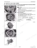 Kubota M9540 Dual Speed transmission shuttle clutch removal procedure with torque specs and component diagrams.