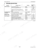 Kubota M9540 Dual Speed transmission troubleshooting table for 4WD clutch, front wheel rotation, and dual clutch slip.