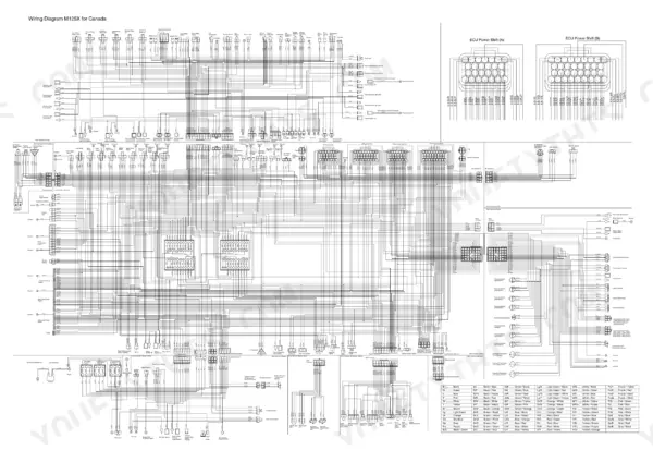 Kubota M95X, M105X, M125X wiring diagram for Canada, showing ECU Power Shift, harness connections, and electrical components.