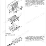 Kubota ME8200, ME9000 exploded view of engine cylinder block, crankcase, oil pan, and crankshaft components.