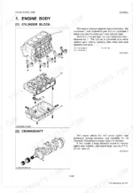 Kubota ME8200, ME9000 exploded view of engine cylinder block, crankcase, oil pan, and crankshaft components.