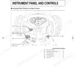 Kubota MX4800, MX5200, MX5800 instrument panel and controls diagram showing DPF, light, and key switches.