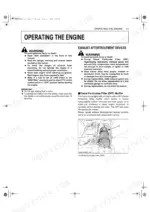 Kubota MX4800, MX5200, MX5800 engine operation safety warnings and DPF muffler exhaust aftertreatment system diagram.