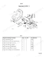 Kubota MX5100H exploded view diagram and parts list for the operator seat assembly and suspension components.