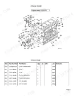 Kubota MX5100H crank case exploded view diagram and parts list with reference numbers for engine components.