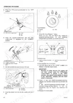 Kubota MX5200 operating instructions for engine starting, PTO switch, control levers, and Easy Checker warning lamps.