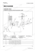 Kubota MX5200 manual transmission hydraulic circuit diagram, component list, and hydraulic parts specifications table.