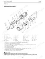 Kubota OC60-E2, OC95-E2 starter motor exploded view diagram and disassembly procedure steps.