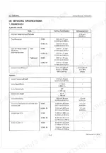 Kubota OC60, OC80, OC95 engine body servicing specifications table for cylinder head and valve clearances and limits.