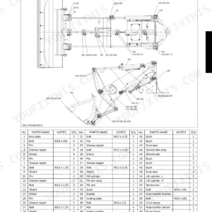 Kubota R420α, R520α, R420S, R520S exploded view diagram and parts list for the front attachment mechanism.