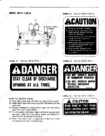 kubota-rc40-g-rc44-g-rc48-g-rotary-mower-operator-manual-page-4.webp Kubota RC40-G, RC44-G, RC48-G mower safety labels diagram showing decal placement and maintenance instructions.