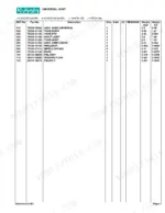 Kubota RC54-71B parts list table for Universal Joint components including yokes, shafts, and pins with part numbers.