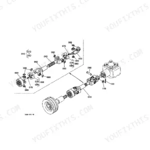 Kubota RC54-G20 exploded view diagram of the universal joint assembly, including yokes, cross kits, and fasteners.