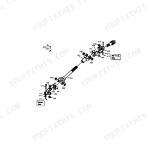 Kubota RC60-82H exploded view diagram of the PTO drive shaft joint assembly connecting the Mid PTO and mower side.
