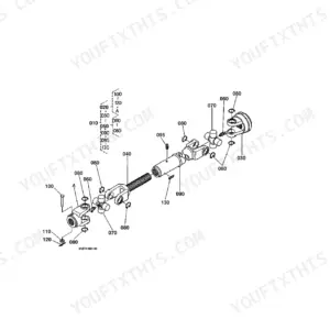 Kubota RC72-36A, RC72-29, RC72-29A exploded view diagram of the universal joint assembly and drive shaft components.
