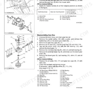 Kubota RCK54-24B-EC, RCK60-24B-EC, RCK60-27B-EC, RC60-24BR, RC60-27BR gear box removal, disassembly, and torque specifications.
