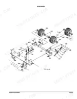 Kubota RCK54-24B exploded view diagram of rear wheel assembly, mounting brackets, and height adjustment components.