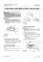 kubota-rck60-30bb-rc72-30bb-mower-workshop-manual-9y111-23370-procedures-58.webp Kubota RCK60-30BB, RC72-30BB maintenance guide for checking and replacing mower deck blades with safety diagrams.