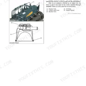 Kubota RTV-X1100C engine closed breather system diagram showing breather valve, tube, and oil shield components.