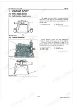 kubota-rtv-x900-rtv-x1120d-utility-vehicle-workshop-manual-9y111-26171-exploded-view-104.webp Kubota RTV-X900, RTV-X1120D engine body diagrams showing half-floating head cover and closed breather system components.
