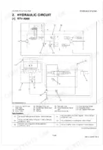 kubota-rtv-x900-rtv-x1120d-utility-vehicle-workshop-manual-9y111-26171-hydraulic-407.webp Kubota RTV-X900, RTV-X1120D hydraulic circuit diagram, component legend, and pressure specifications table.
