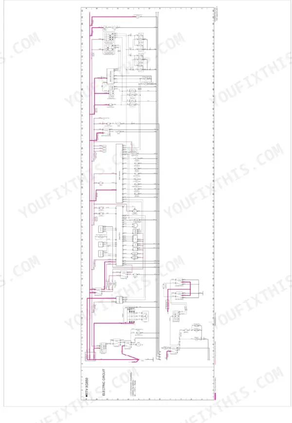 Kubota RTV-XG850, RTV-XG850 EVAP complete electrical circuit wiring diagram showing ECU, sensors, and lighting system.
