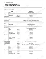 kubota-rtv400ci-utility-vehicle-operator-manual-k7211-7121-1-specs-21.webp Kubota RTV400Ci technical specification table listing engine, transmission, dimensions, weight, and cargo bed capacities.