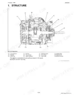 kubota-rtv400ci-utility-vehicle-workshop-manual-9y111-07100-exploded-view-76.webp Kubota RTV400Ci engine sectional view diagram showing flywheel, clutch assembly, crank shaft, and cooling blower components.