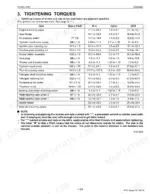 Kubota RTV900 engine tightening torque specifications table for screws, nuts, and bolts including head and nozzle components.