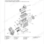 Kubota SM-E4 Series engine body exploded view diagram showing cylinder head, crankshaft, pistons, and gear case components.
