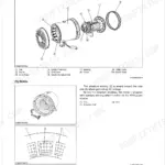 Kubota SQ-1120-STD to SQ-3300-AUS generator exploded view showing stator, rotor, exciter coil, and winding structure.