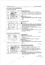 Kubota SQ-1120-STD to SQ-3300-AUS daily and 50-hour maintenance procedures for engine oil, coolant, and oil filter.