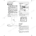Kubota SQ-1120, SQ-1150, SQ-3140, SQ-3200, SQ-3300 engine starting procedure, fuel lever, circuit breaker, and lamp diagrams.