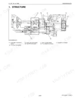 kubota-st-30-st-35-tractor-workshop-manual-system-diagram-138.webp Kubota STα-30, STα-35 transmission structure diagram showing hydrostatic, PTO, range gear, and bi-speed turn sections.