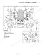 Kubota SVL75 operator manual diagram showing interior control levers, seat, accelerator pedal, and electrical outlet.