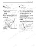 Kubota SVL75 maintenance manual page showing procedures for checking engine oil level and hydraulic oil level with diagrams.