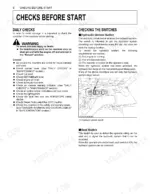 Kubota SVL95-2s daily checks, hydraulic unlock switch diagram, and seat switch operation procedures.