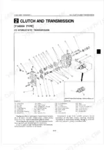 kubota-t1400-t1400h-lawn-tractor-workshop-manual-exploded-view-15.webp Kubota T1400, T1400H exploded view diagram of the hydrostatic transmission assembly with numbered component parts list.