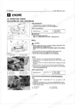 kubota-t1400-t1400h-lawn-tractor-workshop-manual-procedures-50.webp Kubota T1400, T1400H engine disassembly procedures for oil drain, battery, wiring, and fuel solenoid removal.