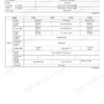 Kubota T1570, T1670, T1770, T1870 specifications table for tractor dimensions, tire sizes, and mower deck technical data.