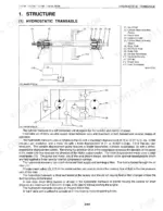 Kubota T1570A, T1670A, T1770A, T1870A hydrostatic transaxle structure diagram, component list, and hydraulic schematic.
