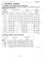 Kubota T1570A, T1670A, T1770A, T1870A general tightening torque specification tables for metric screws, bolts, and nuts.