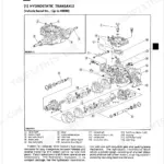 Kubota T1600H hydrostatic transaxle exploded view diagram showing input shaft, brake assembly, and ball piston motor components.