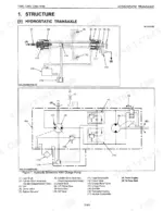 Kubota T1880, T2080, T2380 hydrostatic transaxle structure diagrams and hydraulic schematic with charge pump components.