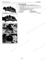 Kubota T1880, T2080, T2380 mower belt replacement procedure with diagrams showing belt, pulley, and cover removal steps.