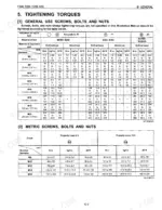 Kubota T1880, T2080, T2380 workshop manual tightening torque tables for general use and metric screws, bolts, and nuts.
